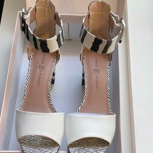 Chinese Laundry Black and White Ankle Strap Sandals